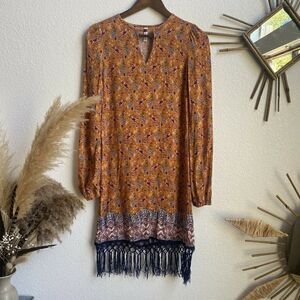 Xhilaration fringe boho Orange Casual shift Dress